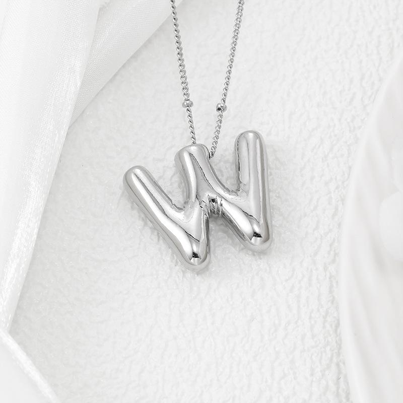 Smooth Chunky Bubble Initial letter Pendant Necklace Women Personality Jewelry Gold Balloon 26 Letter Necklaces