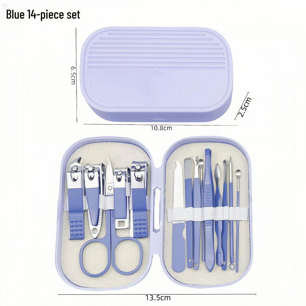 2025 Nail Care Set: 14-Piece Manicure Kit with Nail Clippers, Scissors, and Blackhead Needle