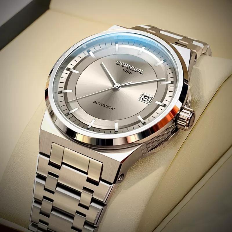 Reloj Carnival Brand Luxury Watches for Men Fashion Waterproof Sapphire Calendar Automatic Mechanical Wristwatches Montre Homme
