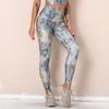 Pantaloni da yoga traspiranti ad asciugatura rapida con stampa digitale Fitness Leggings sportivi elastici stretti a vita alta da donna