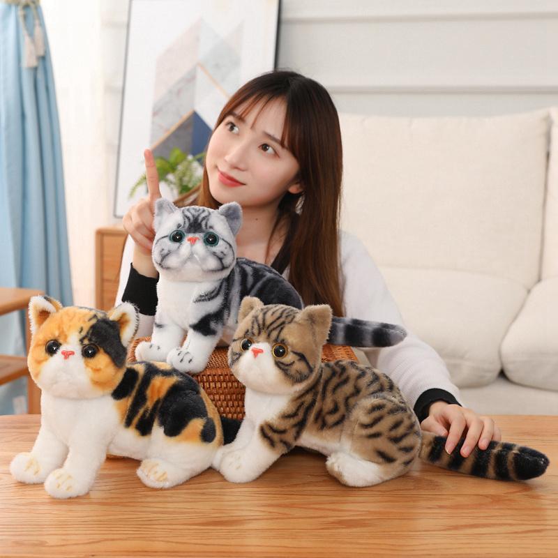 1 Stück 26CM Süßes Simulationskatzen-Stofftier Spielzeug Gefüllte Weiche Haustierkatzen-Puppen Kawaii Tier-Stofftiere für Kinder Kinder Geburtstagsdeko