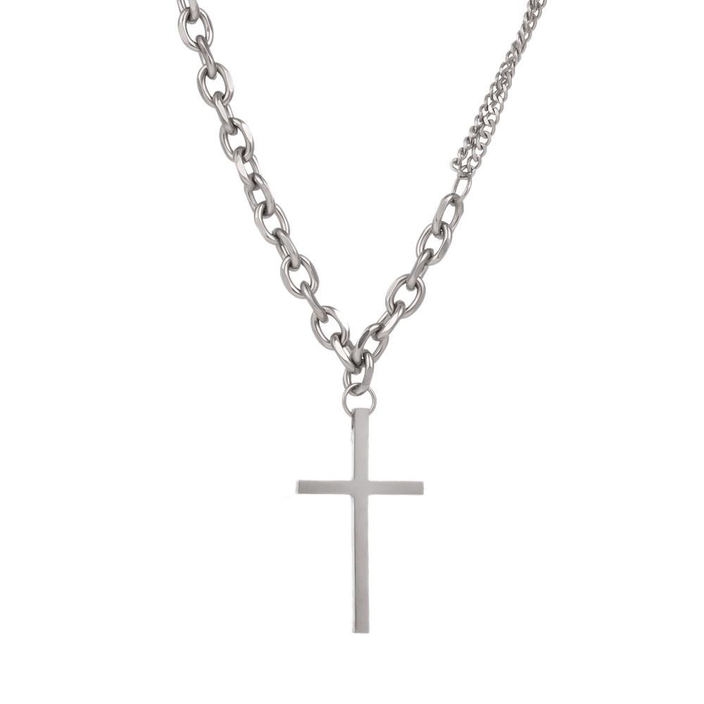 

Hip Hop Inspired Titanium Steel Cross Necklace With Classic Chain Style For Youth