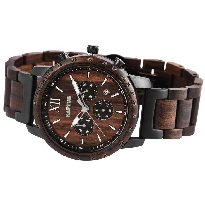 Montre - Extended - Bicolore noir et marron - Bracelet bois et acier - Mouvement quartz VD53