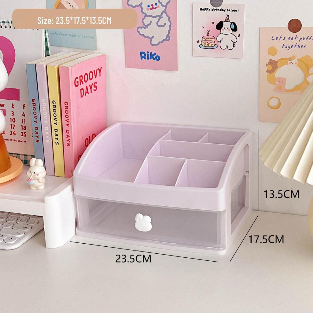 Girly Heart Plastic Desktop Drawer: Dustproof Storage for Stationery & Cosmetics
