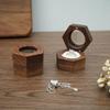 Transparent Window Wooden Ring Box Engagement Ring Display Holder Portable Ring Bearer Box  Gifts