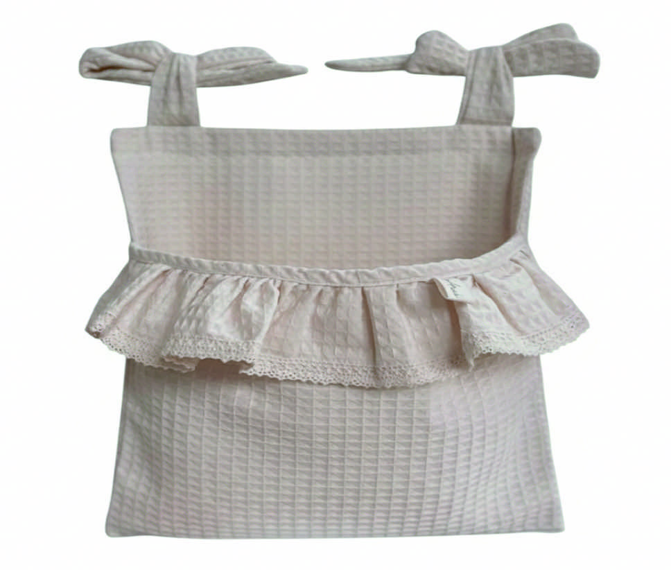 Lovely Line Crib Organizer with Lace Ruffle - Light Beige