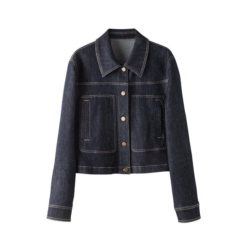 Xinge Women's Petite Retro Blue Denim Jacket - 2025 Spring Collection