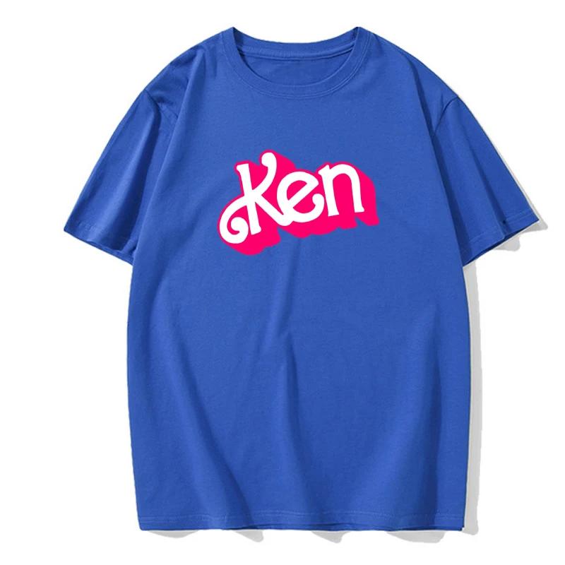 Pink Ken letter 2D printed top T-shirt, men s casual wear women s O-neck clothing short sleeves Harajuku streetwear