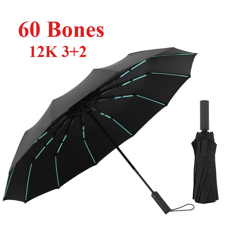 

60 Bones Reinforced Automatic Umbrella for Men Wind Resistant Rain and Shine Dual Purpose Sunshade UV Blocking Sun Umbrellas metal-fiber composite&12K чёрный