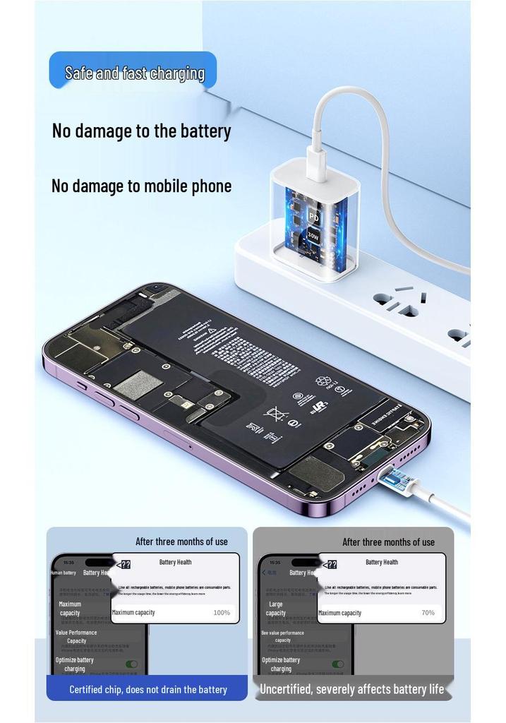 Apple-Compatible 30W Fast Charger for iPhone 17/14 Pro Max and Tablets