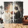 2Pcs Artistic Cat Reading Print Blackout Curtains, Polyester Rod Pocket Drapes For Bedroom, Living Room, Office - Fade-Resistant