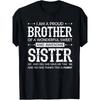 Men's Proud Brothers Pattern T-shirt Black Bottomed Shirt with Striking White Text Fun and Humorous Design
