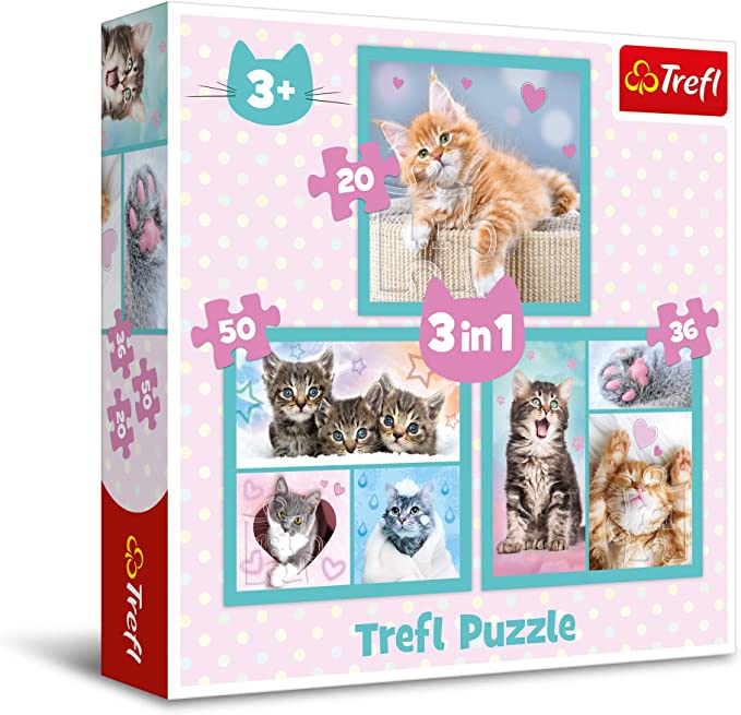TREFL 34862 3-in-1 Puzzle Cute Animals