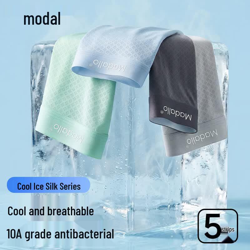 Men's Modal Ice Silk Antibacterial Boxer Briefs 5-Pack