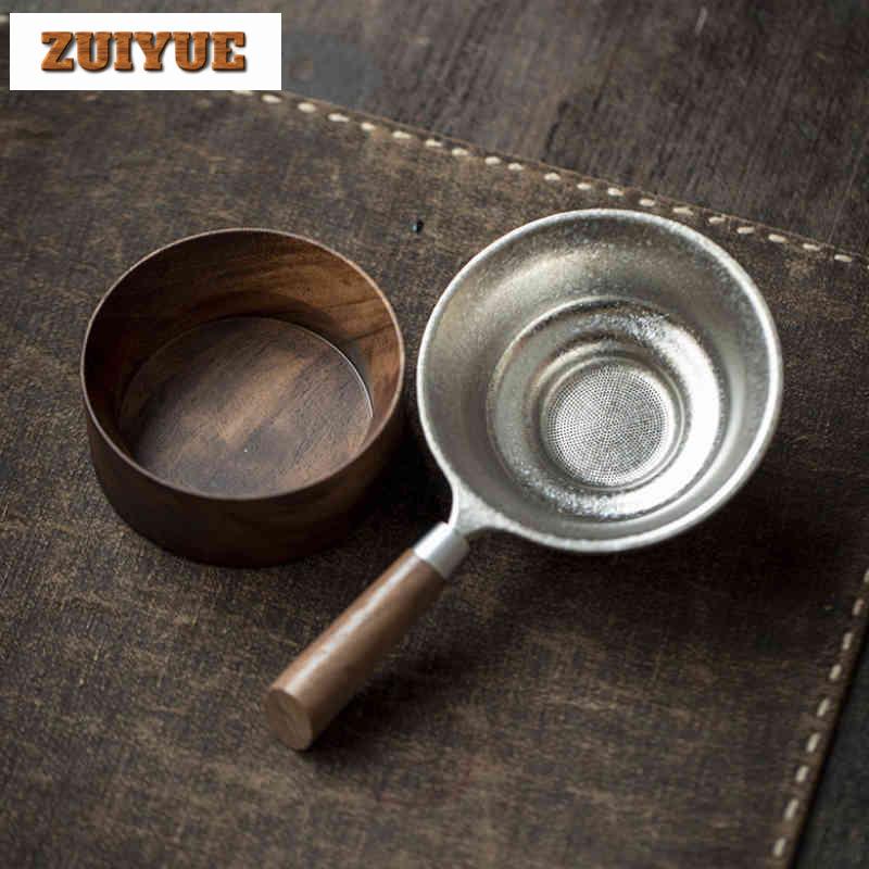 Reintitan Massivholzgriff Tee-Separator Infusor Zen Teesieb Spender Teezubereitung Teefilter Teezubehör Geschenk