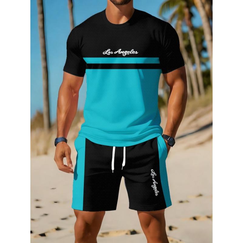 Casual sports suit breathable outdoor casual men s round neck T-shirt shorts S