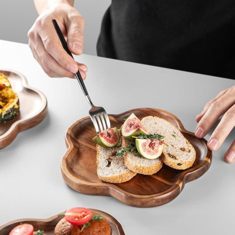 Natural Wood Oval Serving Tray Portable Portable Snacks Dish Outdoors Picnics Wood Tray For Home Dining Party