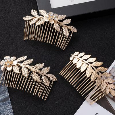 Hochzeit Haarschmuck Blatt Haarspangen für Frauen Mode Kristall Braut Kopfschmuck Haarnadel Kristall Haarkämme Mädchen Schmuck Geschenk
