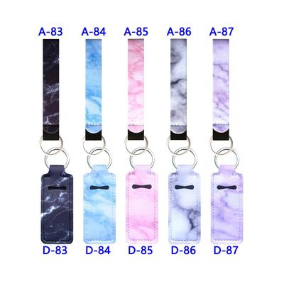 Marble Pattern Lipstick & Lip Balm Neoprene Keychain Holder