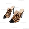 Fashion Sexy Leopard Print Women's High Heels Slippers Fashion Peep Toe Stiletto Shoes Mules Slides Summer Sandals Zapatos Mujer Size35