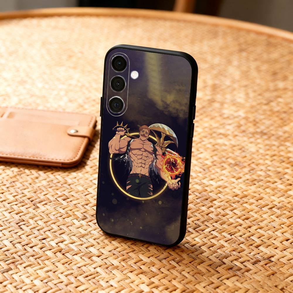 E-Escanor S-Sun Cartoon Phone Case For Samsung  A73,72,71,A52,51,40,41,A22,A32,31,A13, Soft Black Shell