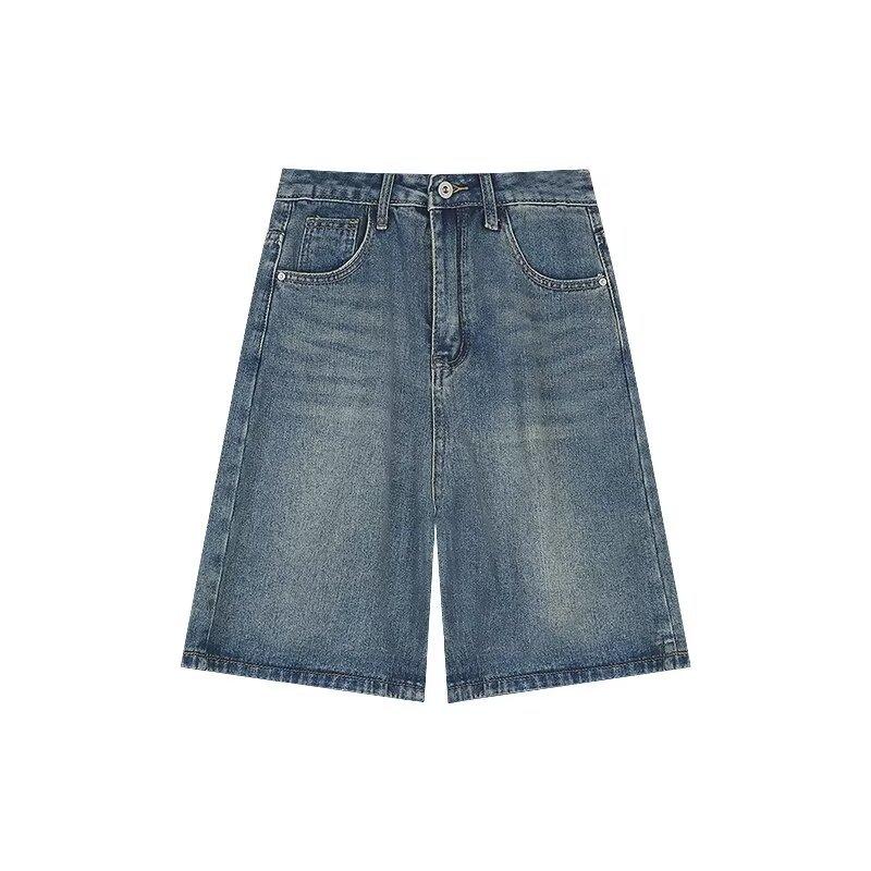 

Ретро-джинсы Five-point, женские летние прямые брюки с высокой талией, свободные брюки с широкими штанинами в стиле ретро XXL