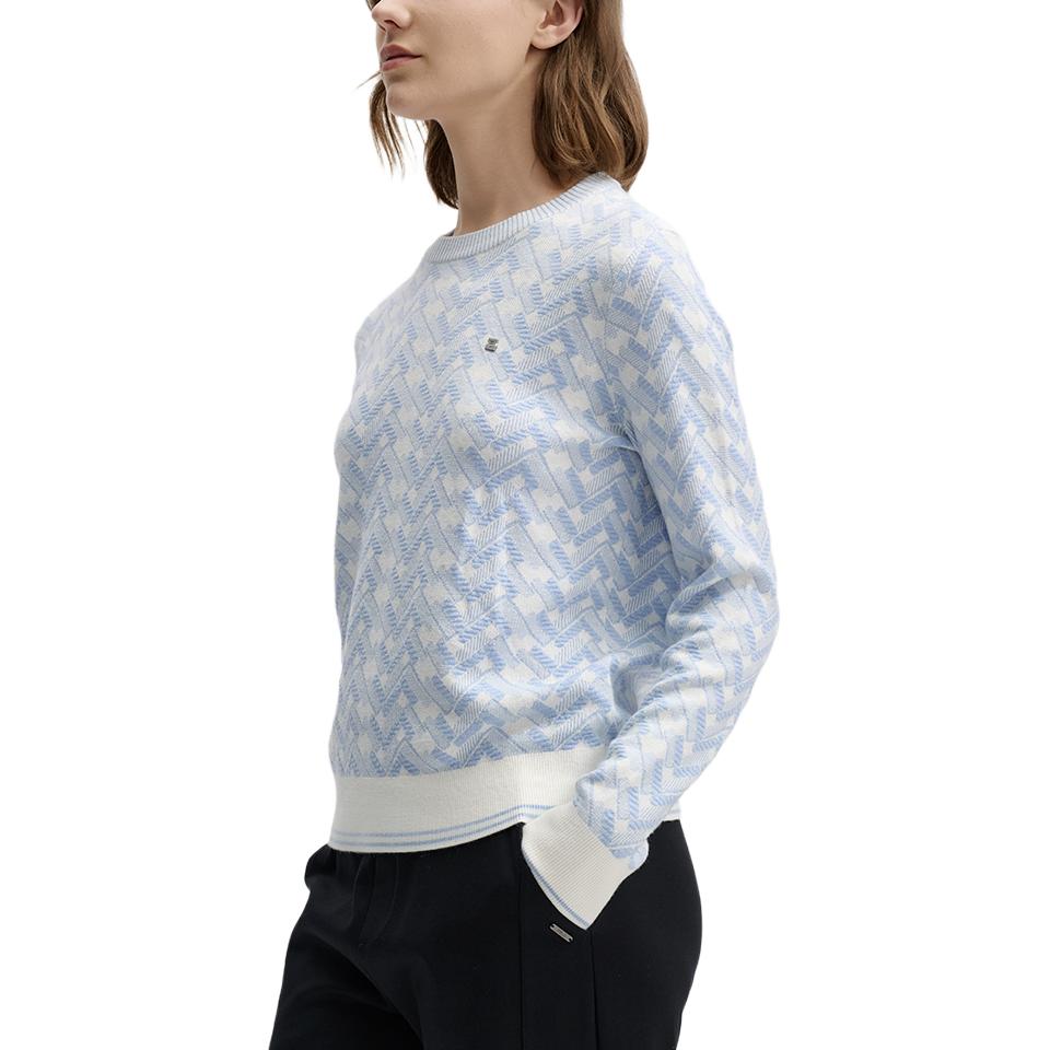 Fila White Series Fashion Casual Woven Long Sleeve Sweater Women Sweater Misty-Blue F11W513405F-LB