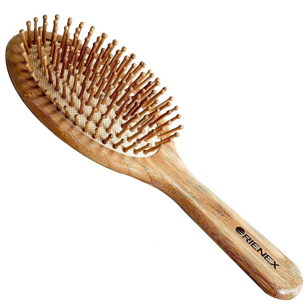 [Amazon Exclusive Brand] ORIENEX Bamboo Hairbrush with Wooden Comb for Beautiful Hair Care, Scalp & Shoulders (Medium)