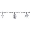 Protection Religious Medal Multi Virgin Mary Cross Angel Dangle Charm Bracelet for Women Teens Sterling Silver .925