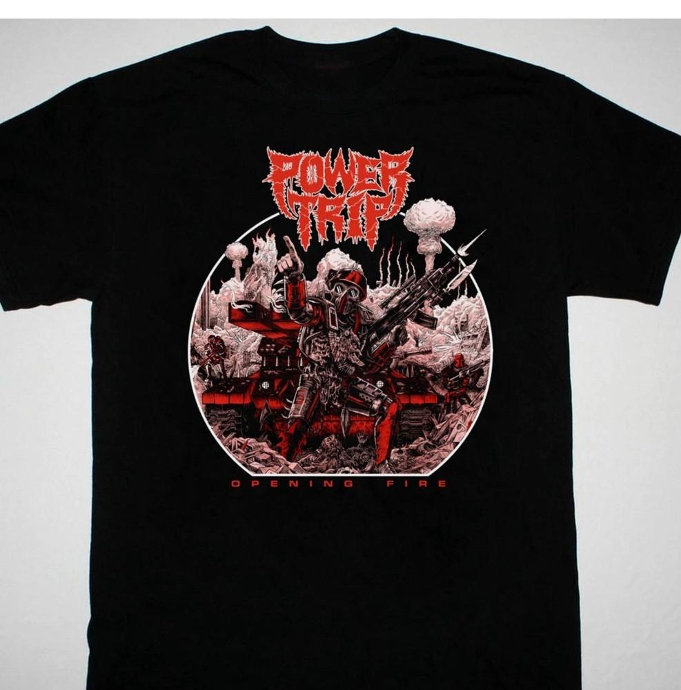 винтажная черная футболка Power Trip band opening fire унисекс все размеры от S до 5XL футболка унисекс M