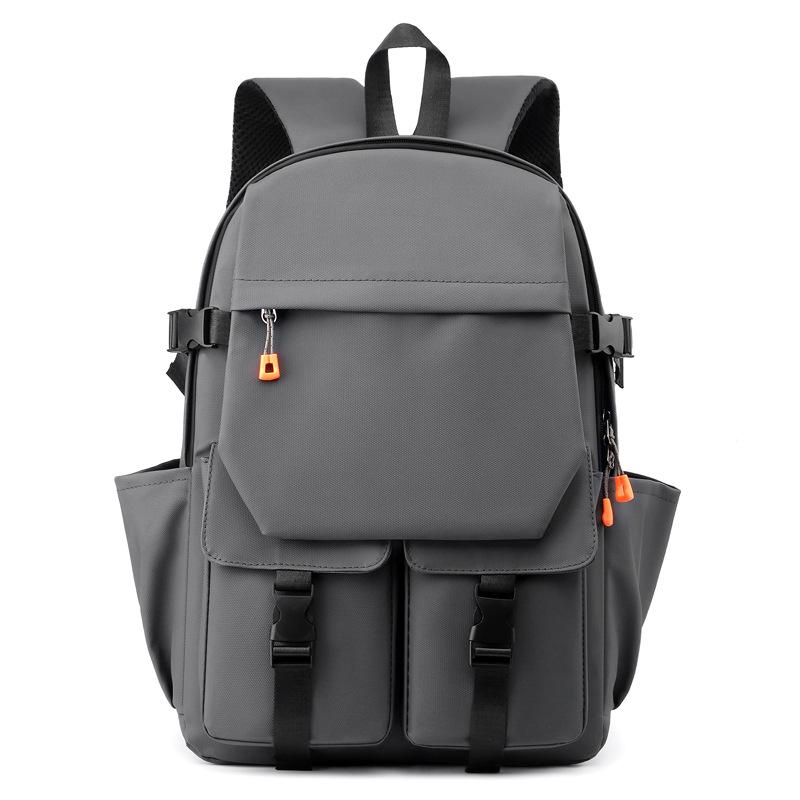 Men's Backpack Large Capacity Student Schoolbag Travel Backpack Solid Color Computer Bag