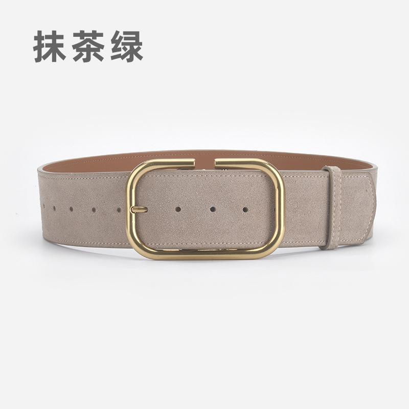 Retro Matte Waist Seal Women'S Simple Suede Leather Belt With Dress High-End Decorative Belt
