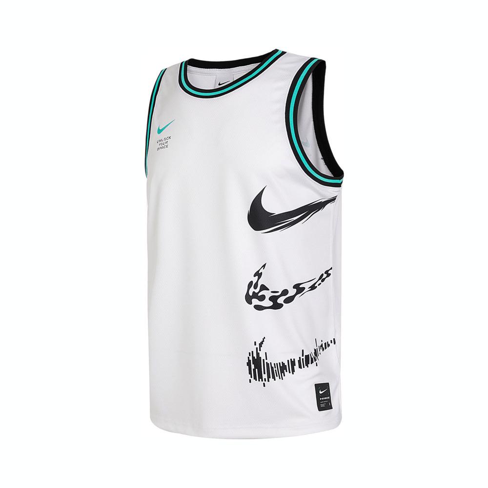 Nike SS23 Striped Colorblock Logo Print Quick-Dry Breathable Mesh Lightweight Comfortable Basketball Vest Men Tops White FJ7228-100