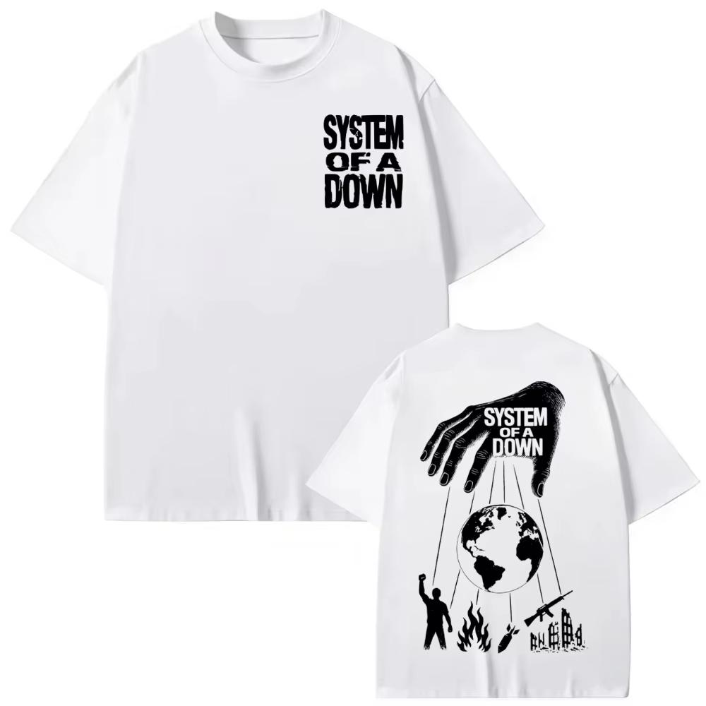 System of A Down Printed T Shirts Men Clothing Rock Fashion Tshirts Pure Cotton Short Sleeve Top 2026 Spring Summer New
