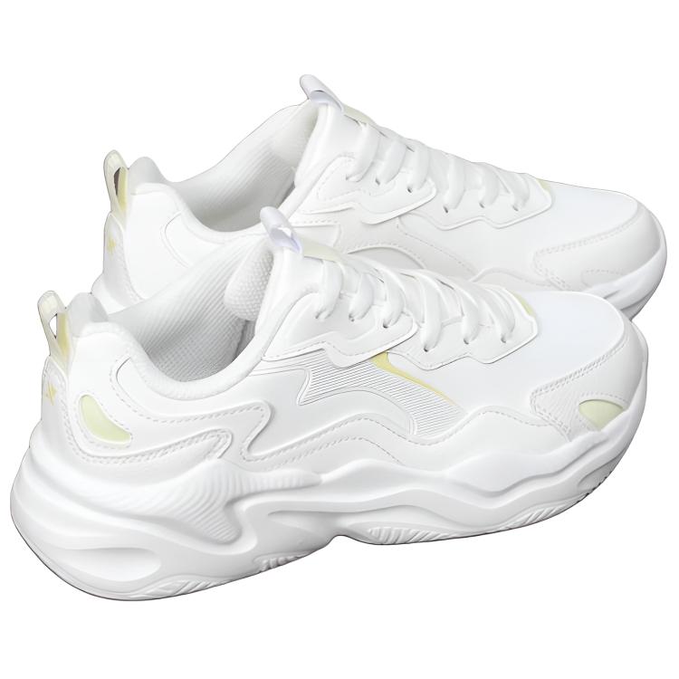 Xtep Comfortable Sports Low-Top Casual Running Shoes Women Sneakers White Yellow 875318320033-5
