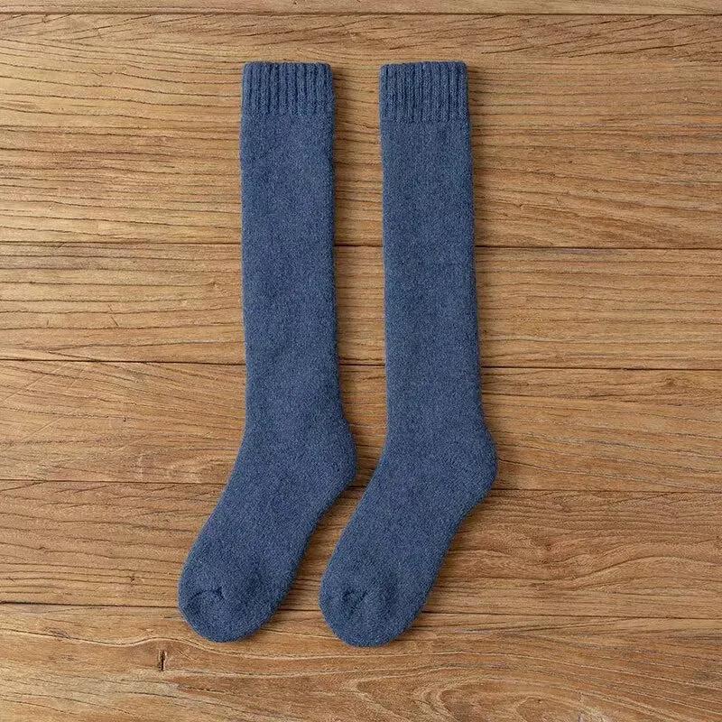 1 Pair Winter Thick Warm Knee-High Men'S Wool Socks Men'S Merino Calf Socks Casual Cashmere Terry Socks Fashion Stockings Men