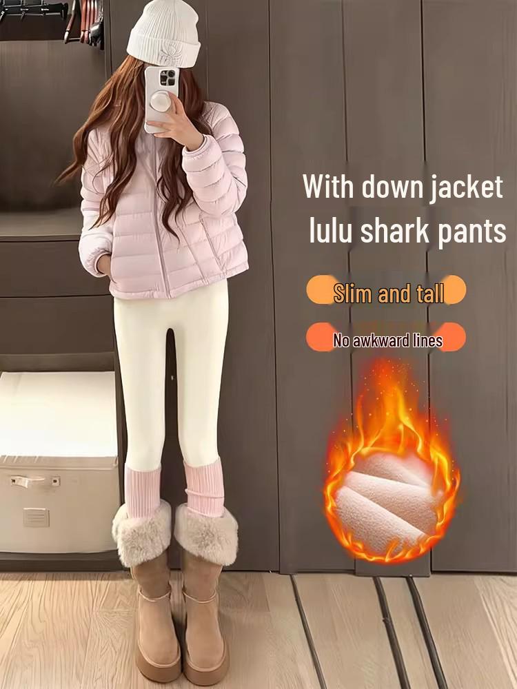 Women's Gray Plus Size Yoga Pants - Thickened Velvet for Spring, Autumn, and Winter