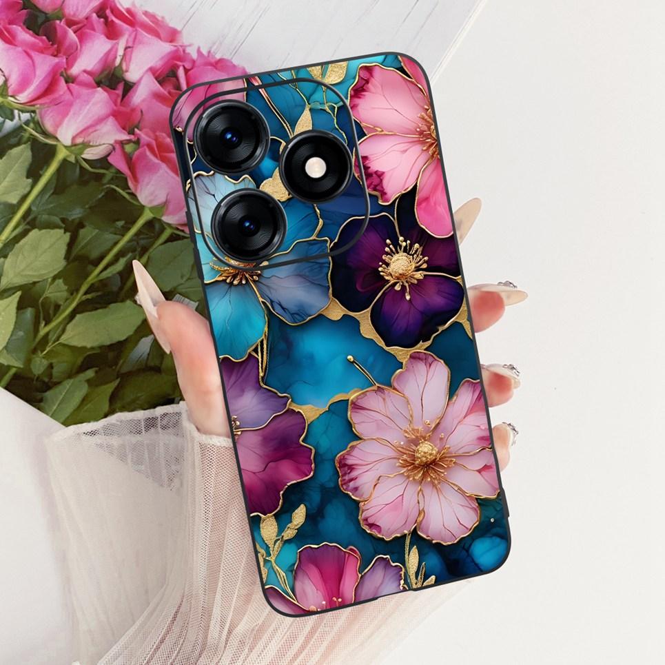Für Tecno Spark 10 10C 10 Pro 4G KI7 KI5m Handyhülle Bunte Schmetterlingsblume Damen Girly Weiche Silikonhülle Mattes Rückcover