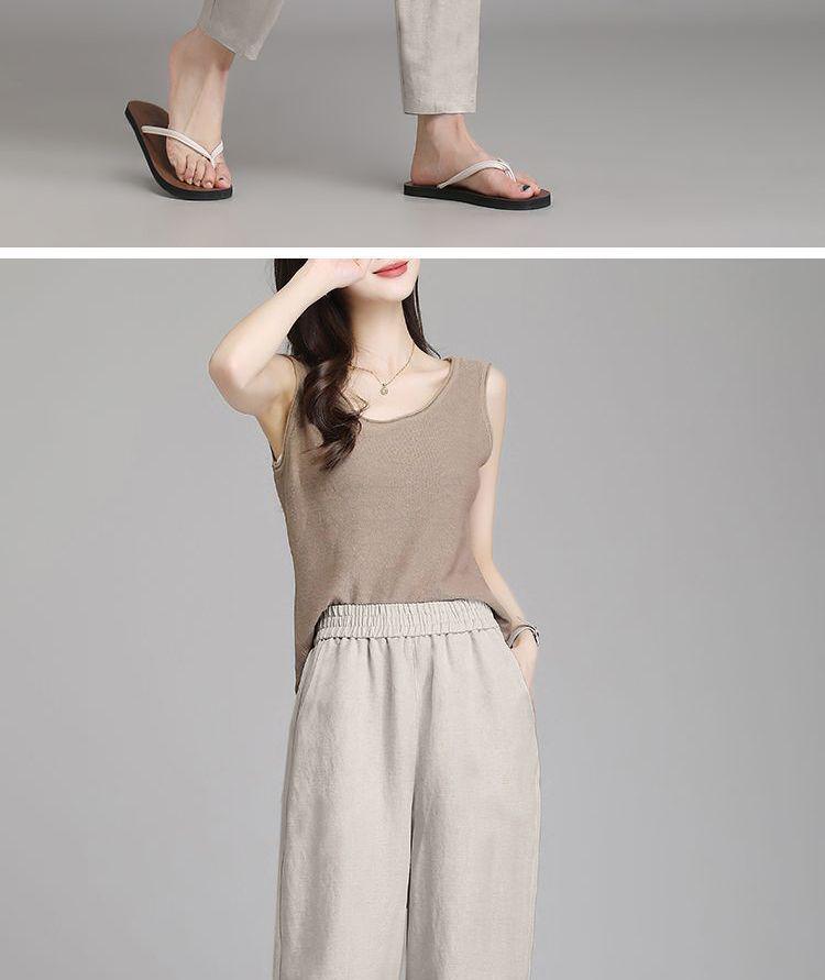 Women's High Waist Linen Harem Pants - Summer, Loose, Nine-Point, Ice Silk, Slimming, Casual, Thin.