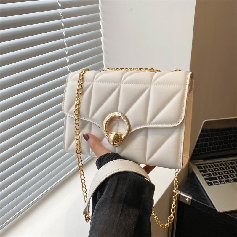 Gold Buckle Crossbody Bag For Women Summer Small Square Fashion Chain Shoulder Purse For Daily Use