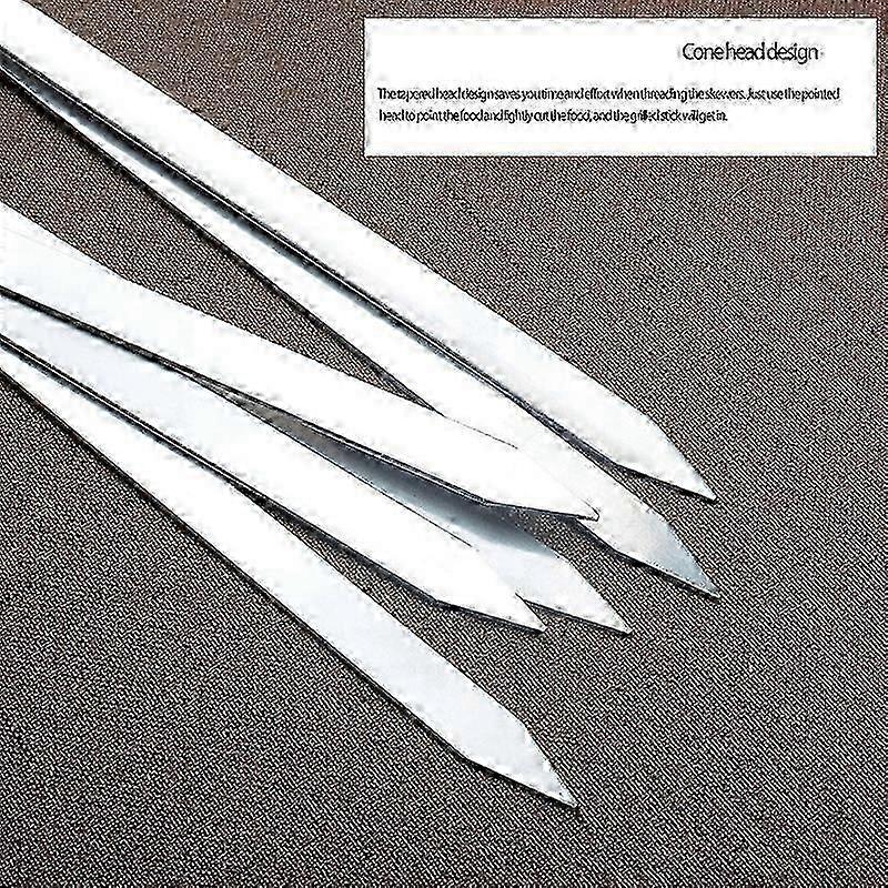 6Pcs 55cm BBQ Skewers Long Handle Shish Kebab Barbecue Grill Stick Wood BBQ Fork Stainless Steel Ou Hwy