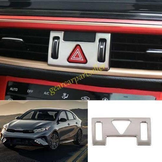 For Kia Forte K3 19-2024 Silver Steel Emergency Light Switch Panel Trim 1PCS