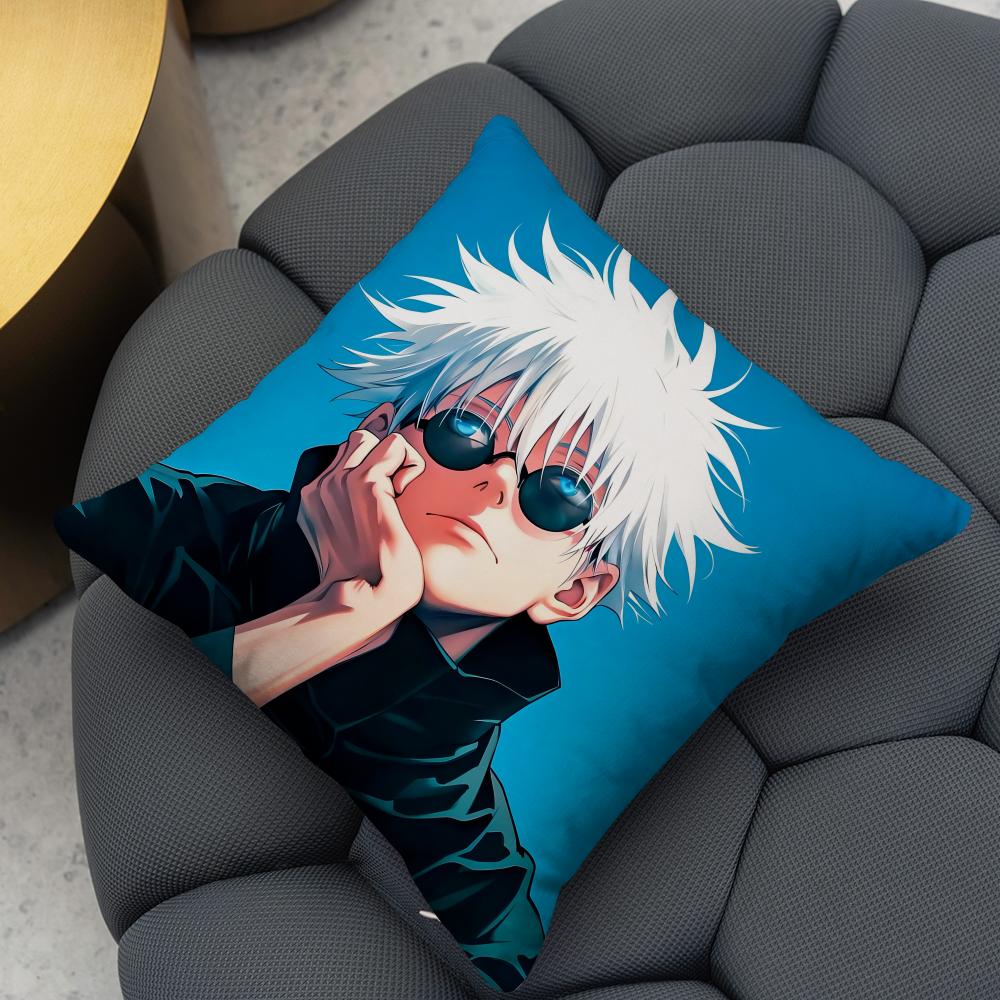 Gojo Satoru Cushion Cover Reversible Plush Pillow Cover – For car, sofa, bedroom, perfect as a gift.