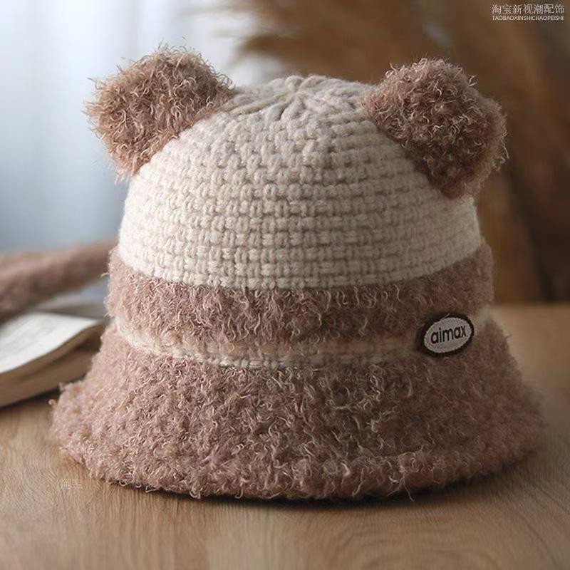 Autumn and Winter Lamb Velvet Warm Fisherman's Hat for Women's Travel Foldable Basin Hat Korean Style Trendy Versatile Small Bucket Hat with Face