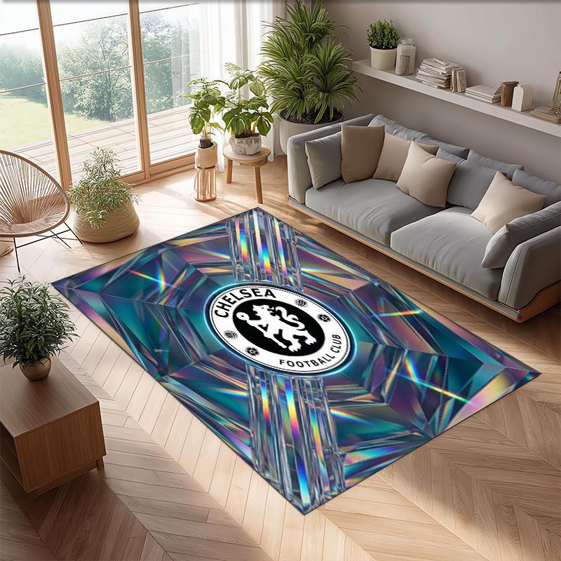 Chelsea FC bedruckter Flanell-Teppich rutschfest weicher Polyester-Bodenbelag Indoor Dekorationsmatte für Schlafzimmer Wohnzimmer Sofa Spielzimmer Heimdekoration