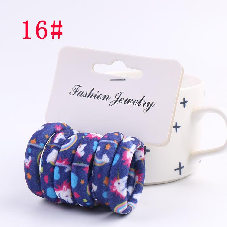 6Pcs/Set High Elasticity Printed Scrunchie Women Girls Children Elastic Hair Rubber Bands Accessories Tie Hair Rope Ring Holder