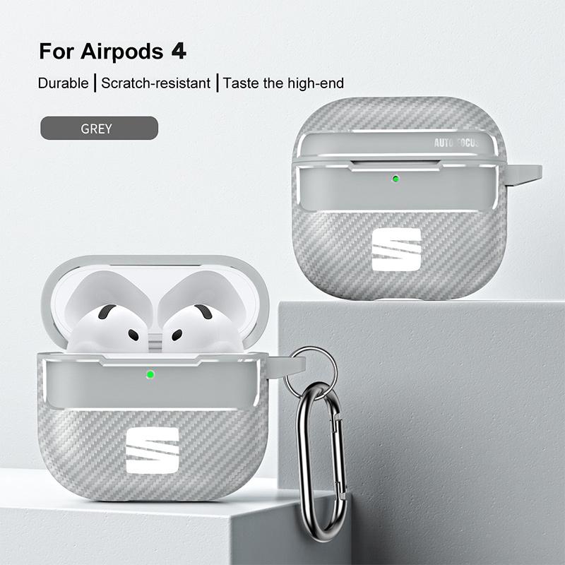Carbon Fiber Car LOGO Soft Earphone Case Protector Case For Seat Leon 5F Mk3 Ibiza 6J Tarraco Arona Ateca Alhambra Accessories