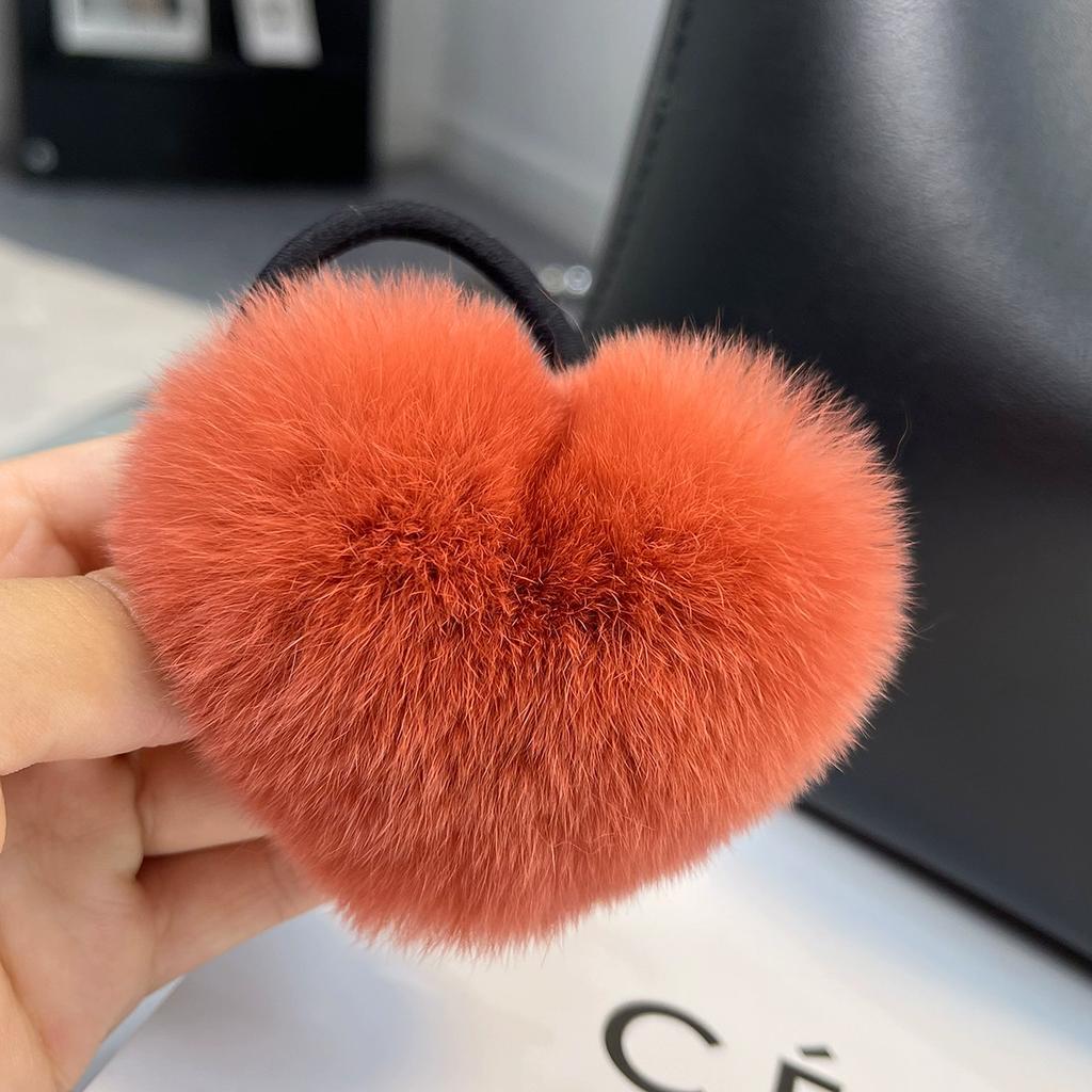 Korean cute Rex rabbit hair band ponytail headrope Internet celebrity high sense hair rope plush love headgear autumn and winter women