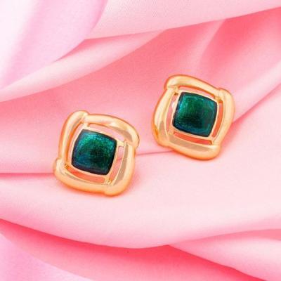 Geschenk-Goldohrringe mit grünem Emaille