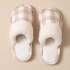 Retro plaid cotton slippers men's winter indoor home non-slip thick-soled plush warm cotton slippers women's winter